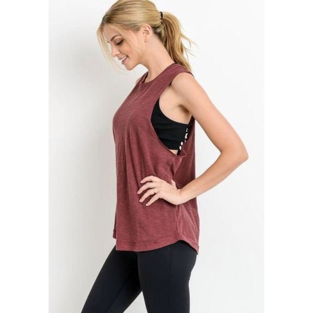 New Cutout Strap Ladder Back Muscle Tee - Picture 4 of 6